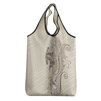 Beige Hawaii Grocery Bag Hammerhead Shark Tattoo Curve Polynesian LT14 - Polynesian Pride