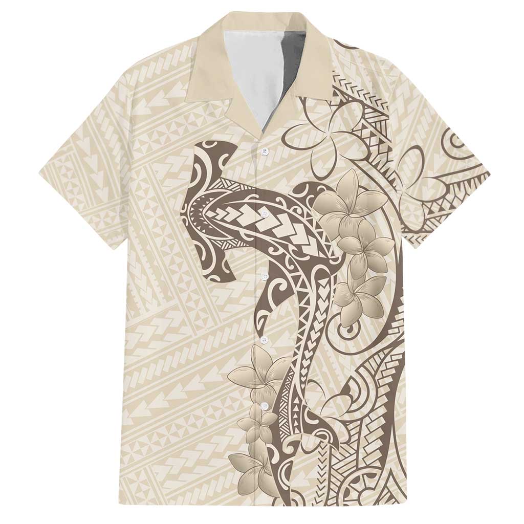 Beige Hawaii Hawaiian Shirt Hammerhead Shark Tattoo Curve Polynesian LT14 Beige - Polynesian Pride