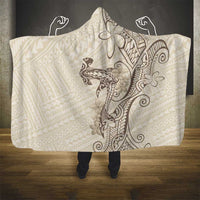 Beige Hawaii Hooded Blanket Hammerhead Shark Tattoo Curve Polynesian LT14 - Polynesian Pride