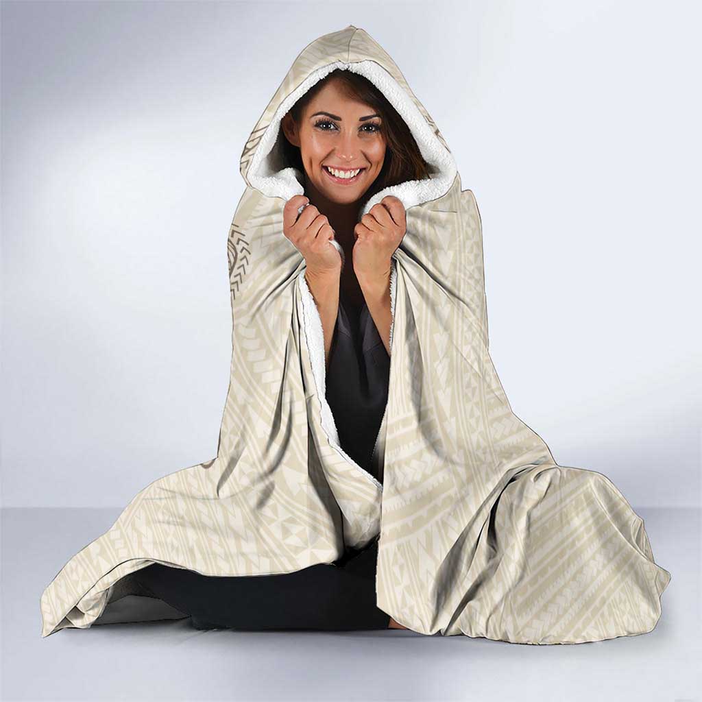 Beige Hawaii Hooded Blanket Hammerhead Shark Tattoo Curve Polynesian LT14 - Polynesian Pride