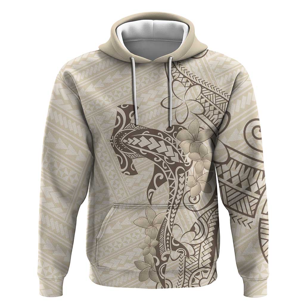 Beige Hawaii Hoodie Hammerhead Shark Tattoo Curve Polynesian LT14 Pullover Hoodie Beige - Polynesian Pride