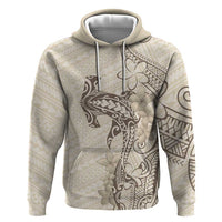 Beige Hawaii Hoodie Hammerhead Shark Tattoo Curve Polynesian LT14 Pullover Hoodie Beige - Polynesian Pride