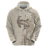 Beige Hawaii Hoodie Hammerhead Shark Tattoo Curve Polynesian LT14 - Polynesian Pride