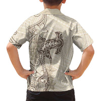 Beige Hawaii Kid Hawaiian Shirt Hammerhead Shark Tattoo Curve Polynesian LT14 - Polynesian Pride