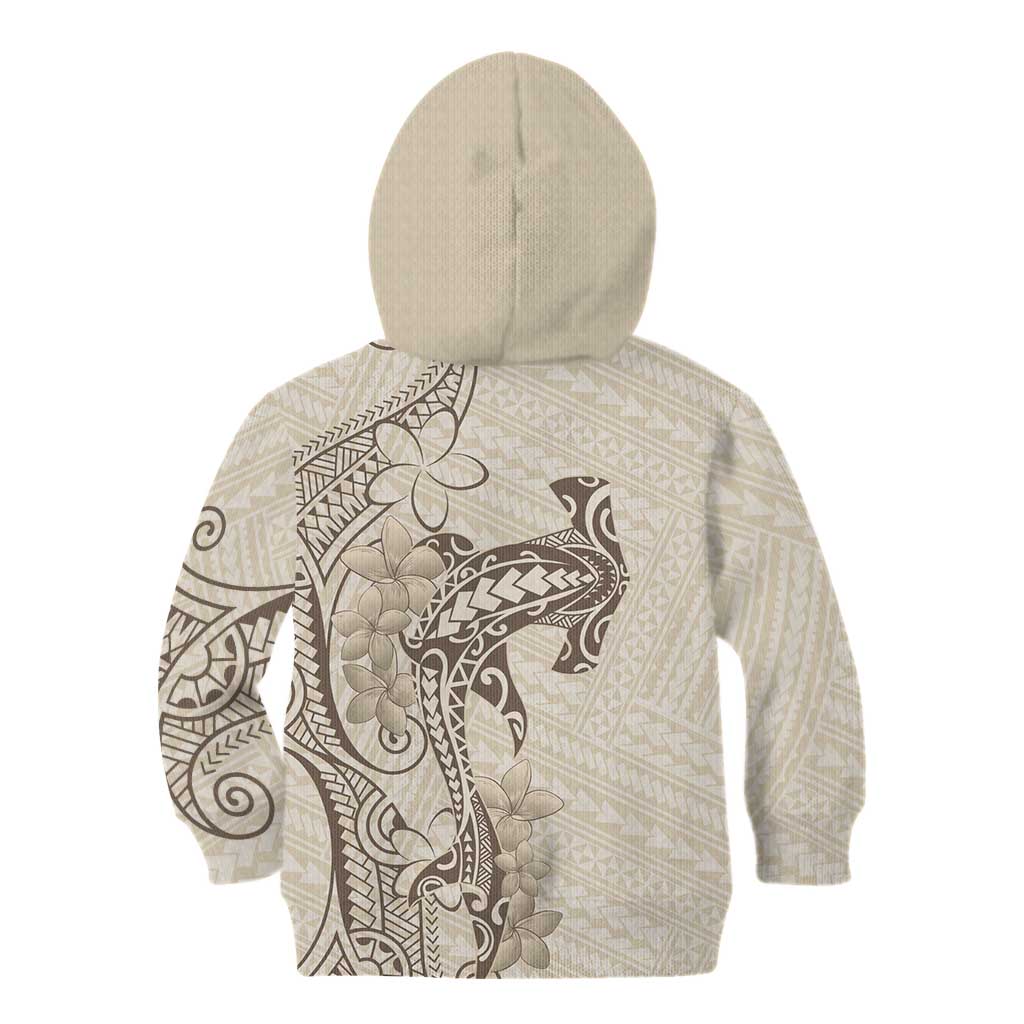 Beige Hawaii Kid Hoodie Hammerhead Shark Tattoo Curve Polynesian LT14 - Polynesian Pride