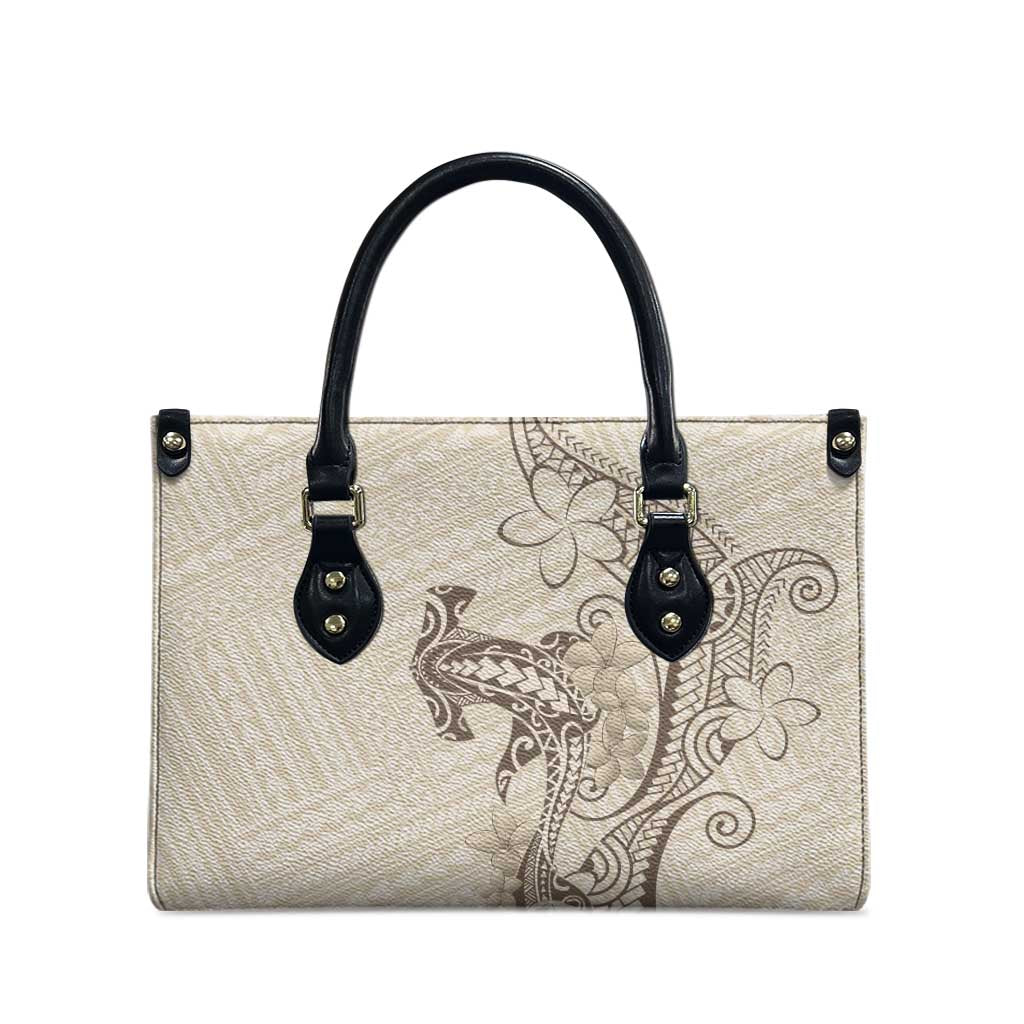 Beige Hawaii Leather Bag Hammerhead Shark Tattoo Curve Polynesian LT14 - Polynesian Pride
