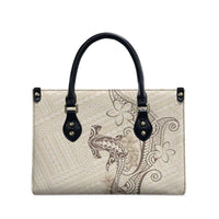 Beige Hawaii Leather Bag Hammerhead Shark Tattoo Curve Polynesian LT14 - Polynesian Pride