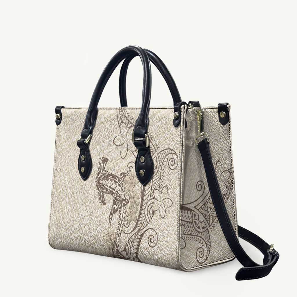Beige Hawaii Leather Bag Hammerhead Shark Tattoo Curve Polynesian LT14 - Polynesian Pride