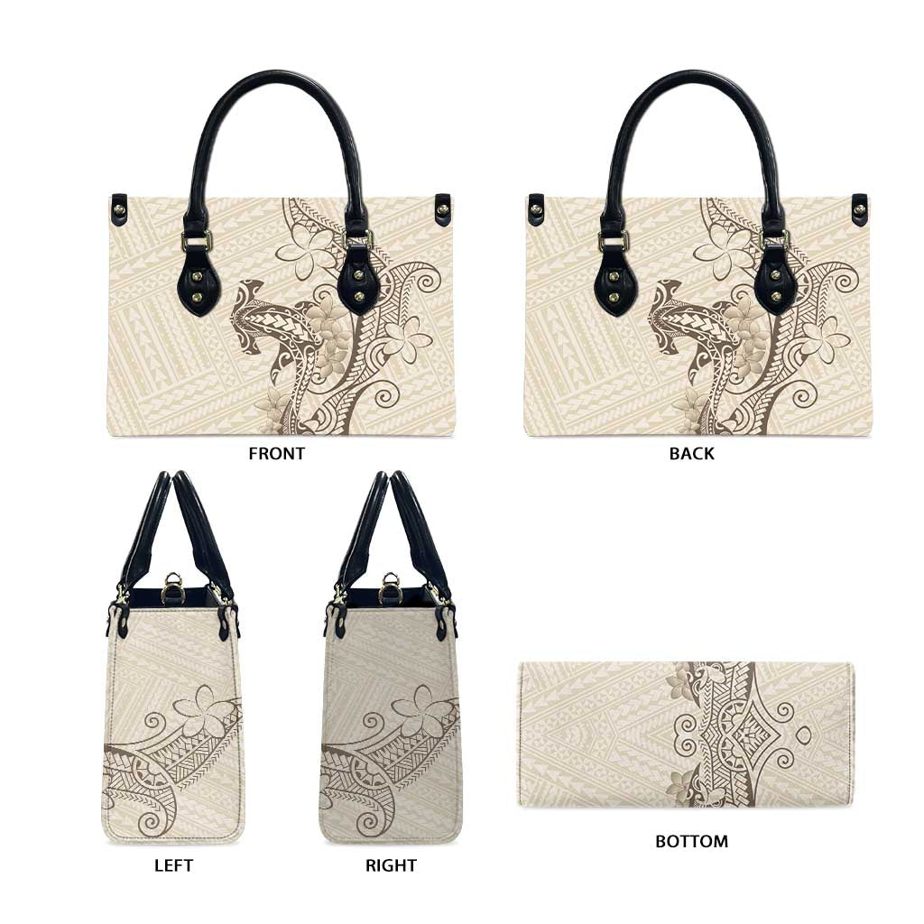Beige Hawaii Leather Bag Hammerhead Shark Tattoo Curve Polynesian LT14 - Polynesian Pride