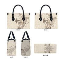 Beige Hawaii Leather Bag Hammerhead Shark Tattoo Curve Polynesian LT14 - Polynesian Pride