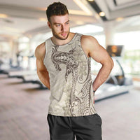 Beige Hawaii Men Tank Top Hammerhead Shark Tattoo Curve Polynesian LT14 Beige - Polynesian Pride