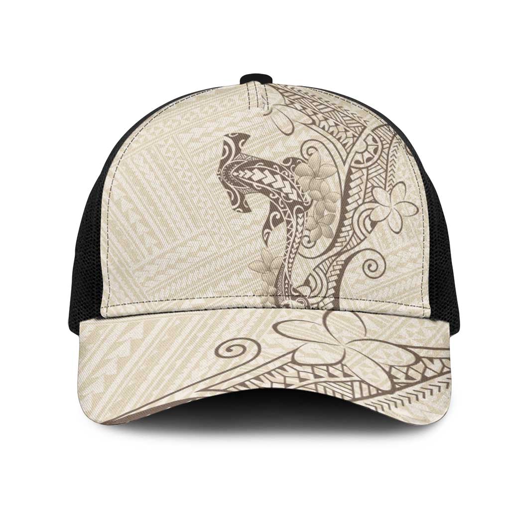 Beige Hawaii Mesh Trucker Cap Hammerhead Shark Tattoo Curve Polynesian LT14 One Size Black Beige - Polynesian Pride
