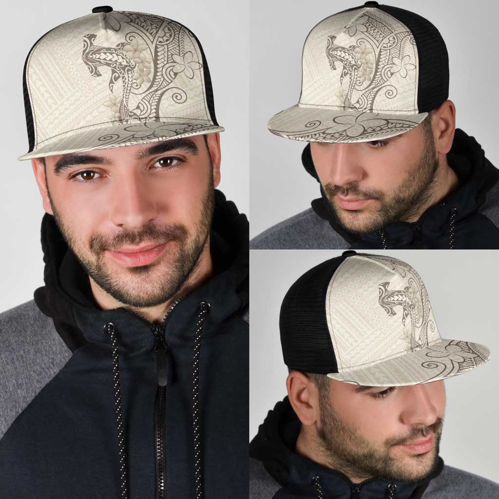 Beige Hawaii Mesh Trucker Cap Hammerhead Shark Tattoo Curve Polynesian LT14 - Polynesian Pride