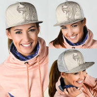 Beige Hawaii Mesh Trucker Cap Hammerhead Shark Tattoo Curve Polynesian LT14 - Polynesian Pride