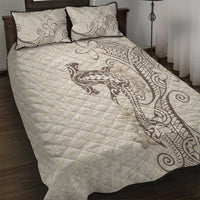 Beige Hawaii Quilt Bed Set Hammerhead Shark Tattoo Curve Polynesian LT14 Beige - Polynesian Pride