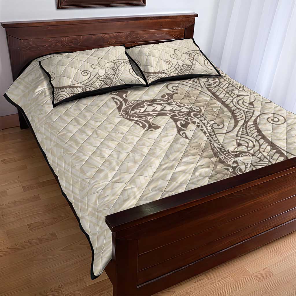 Beige Hawaii Quilt Bed Set Hammerhead Shark Tattoo Curve Polynesian LT14 - Polynesian Pride