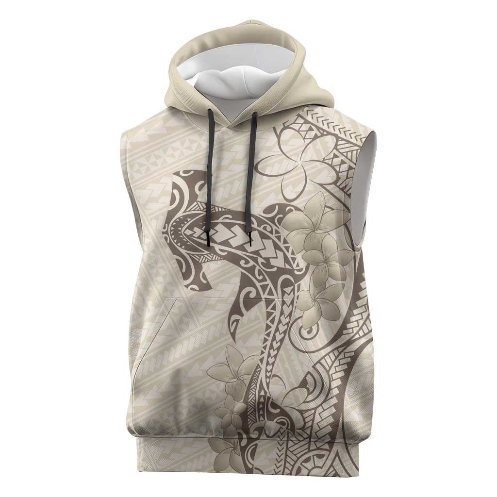 Beige Hawaii Sleeveless Hoodie Hammerhead Shark Tattoo Curve Polynesian LT14 Beige - Polynesian Pride