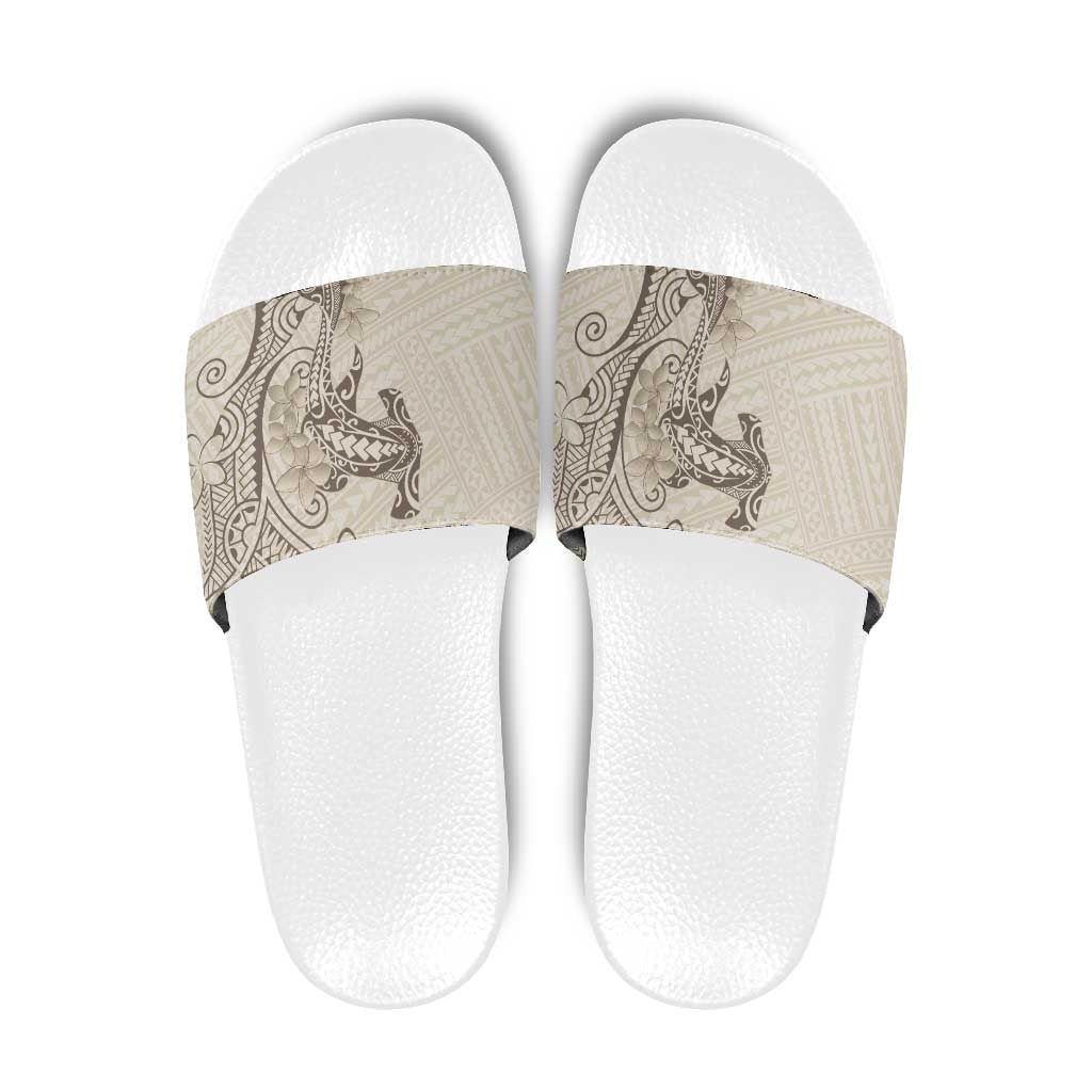 Beige Hawaii Slide Sandals Hammerhead Shark Tattoo Curve Polynesian LT14 Beige - Polynesian Pride