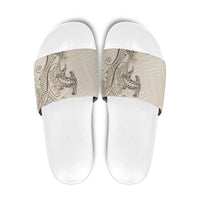 Beige Hawaii Slide Sandals Hammerhead Shark Tattoo Curve Polynesian LT14 Beige - Polynesian Pride