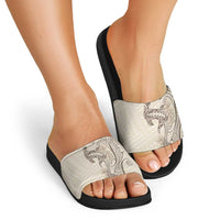 Beige Hawaii Slide Sandals Hammerhead Shark Tattoo Curve Polynesian LT14 - Polynesian Pride