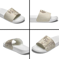 Beige Hawaii Slide Sandals Hammerhead Shark Tattoo Curve Polynesian LT14 - Polynesian Pride