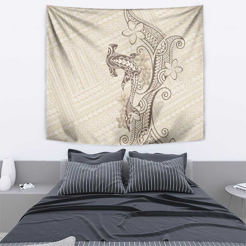 Beige Hawaii Tapestry Hammerhead Shark Tattoo Curve Polynesian LT14 - Polynesian Pride