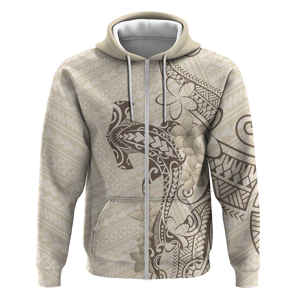 Beige Hawaii Zip Hoodie Hammerhead Shark Tattoo Curve Polynesian LT14 Zip Hoodie Beige - Polynesian Pride