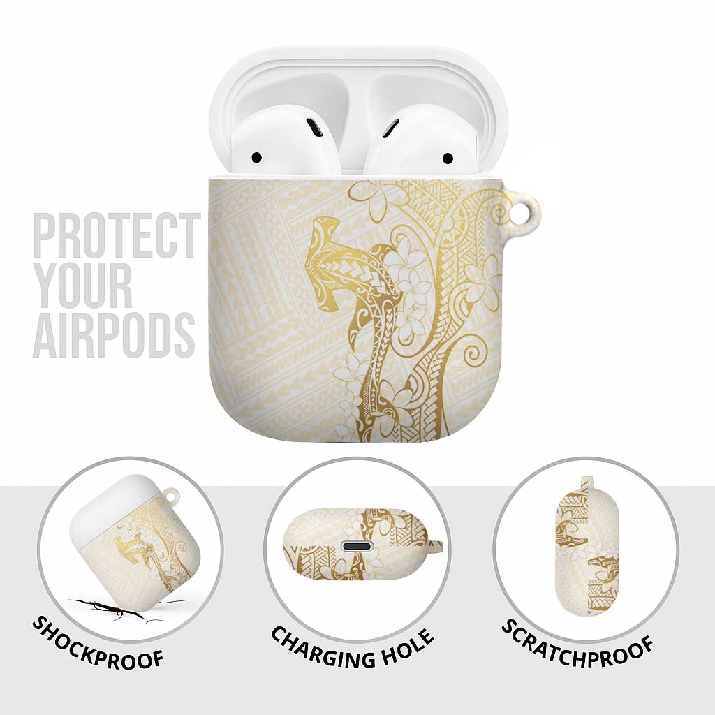Gold and White Hawaii AirPods Case Hammerhead Shark Tattoo Curve Polynesian LT14 - Polynesian Pride