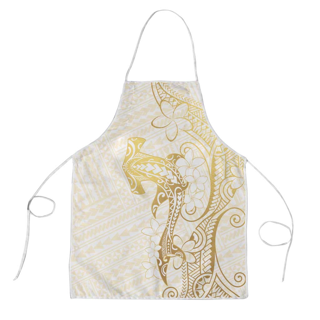 Gold and White Hawaii Apron Hammerhead Shark Tattoo Curve Polynesian LT14 White - Polynesian Pride