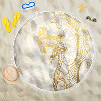 Gold and White Hawaii Beach Blanket Hammerhead Shark Tattoo Curve Polynesian LT14 One Size 150cm White - Polynesian Pride
