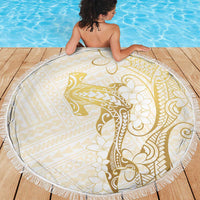 Gold and White Hawaii Beach Blanket Hammerhead Shark Tattoo Curve Polynesian LT14 - Polynesian Pride