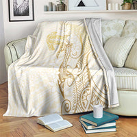 Gold and White Hawaii Blanket Hammerhead Shark Tattoo Curve Polynesian LT14 White - Polynesian Pride