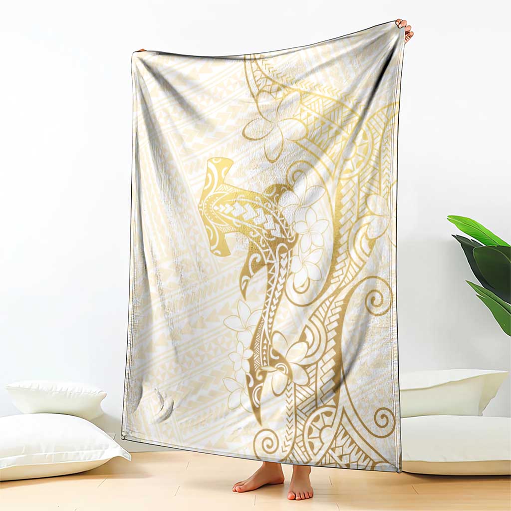 Gold and White Hawaii Blanket Hammerhead Shark Tattoo Curve Polynesian LT14 - Polynesian Pride