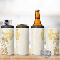 Gold and White Hawaii 4 in 1 Can Cooler Tumbler Hammerhead Shark Tattoo Curve Polynesian LT14 - Polynesian Pride