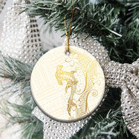 Gold and White Hawaii Ceramic Ornament Hammerhead Shark Tattoo Curve Polynesian LT14 - Polynesian Pride