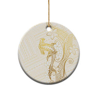 Gold and White Hawaii Ceramic Ornament Hammerhead Shark Tattoo Curve Polynesian LT14 - Polynesian Pride