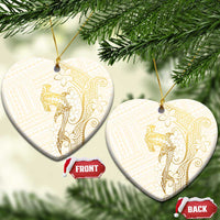 Gold and White Hawaii Ceramic Ornament Hammerhead Shark Tattoo Curve Polynesian LT14 Heart White - Polynesian Pride