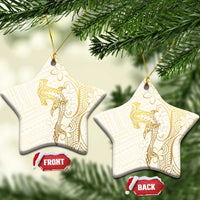 Gold and White Hawaii Ceramic Ornament Hammerhead Shark Tattoo Curve Polynesian LT14 Star White - Polynesian Pride