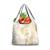 Gold and White Hawaii Grocery Bag Hammerhead Shark Tattoo Curve Polynesian LT14 1-pack One Size White - Polynesian Pride