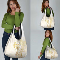 Gold and White Hawaii Grocery Bag Hammerhead Shark Tattoo Curve Polynesian LT14 - Polynesian Pride