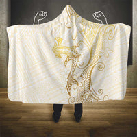 Gold and White Hawaii Hooded Blanket Hammerhead Shark Tattoo Curve Polynesian LT14 - Polynesian Pride