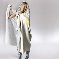 Gold and White Hawaii Hooded Blanket Hammerhead Shark Tattoo Curve Polynesian LT14 - Polynesian Pride