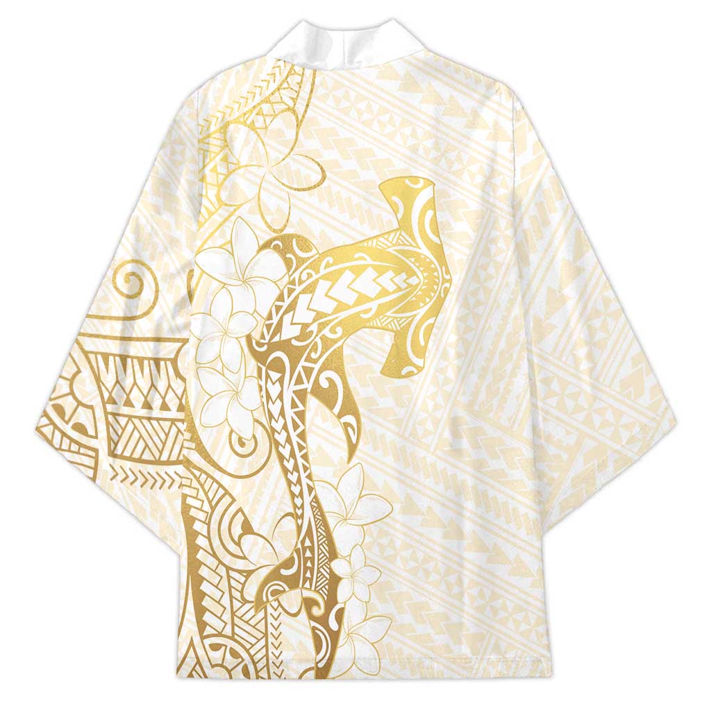 Gold and White Hawaii Kimono Hammerhead Shark Tattoo Curve Polynesian LT14 - Polynesian Pride