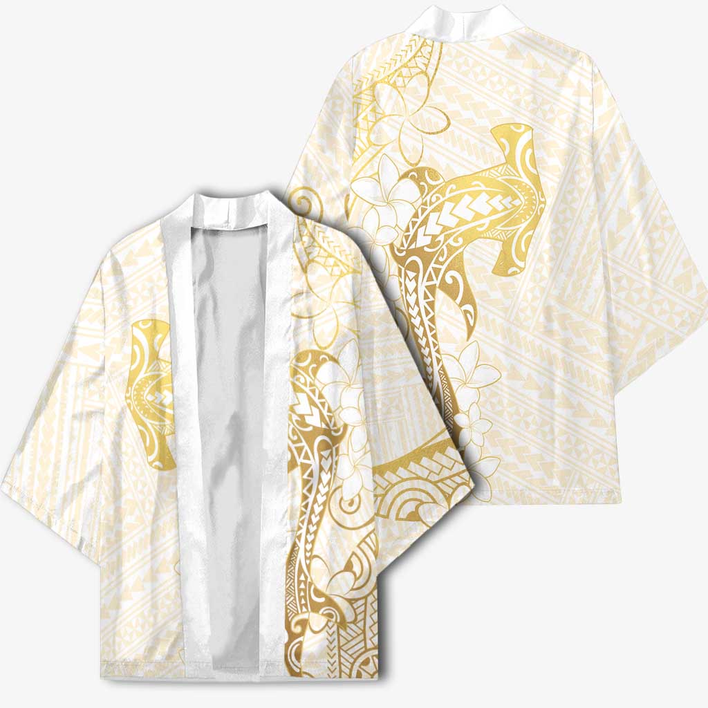Gold and White Hawaii Kimono Hammerhead Shark Tattoo Curve Polynesian LT14 - Polynesian Pride