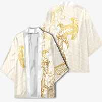 Gold and White Hawaii Kimono Hammerhead Shark Tattoo Curve Polynesian LT14 - Polynesian Pride