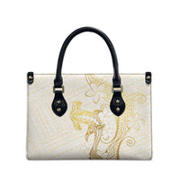 Gold and White Hawaii Leather Bag Hammerhead Shark Tattoo Curve Polynesian LT14 - Polynesian Pride