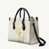 Gold and White Hawaii Leather Bag Hammerhead Shark Tattoo Curve Polynesian LT14 - Polynesian Pride