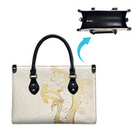 Gold and White Hawaii Leather Bag Hammerhead Shark Tattoo Curve Polynesian LT14 - Polynesian Pride