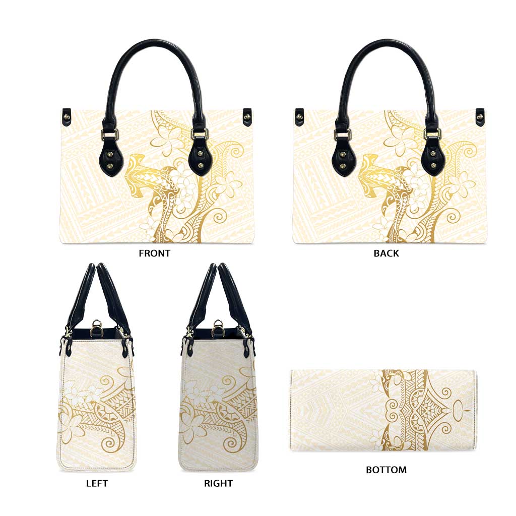 Gold and White Hawaii Leather Bag Hammerhead Shark Tattoo Curve Polynesian LT14 - Polynesian Pride