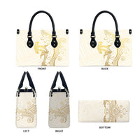 Gold and White Hawaii Leather Bag Hammerhead Shark Tattoo Curve Polynesian LT14 - Polynesian Pride